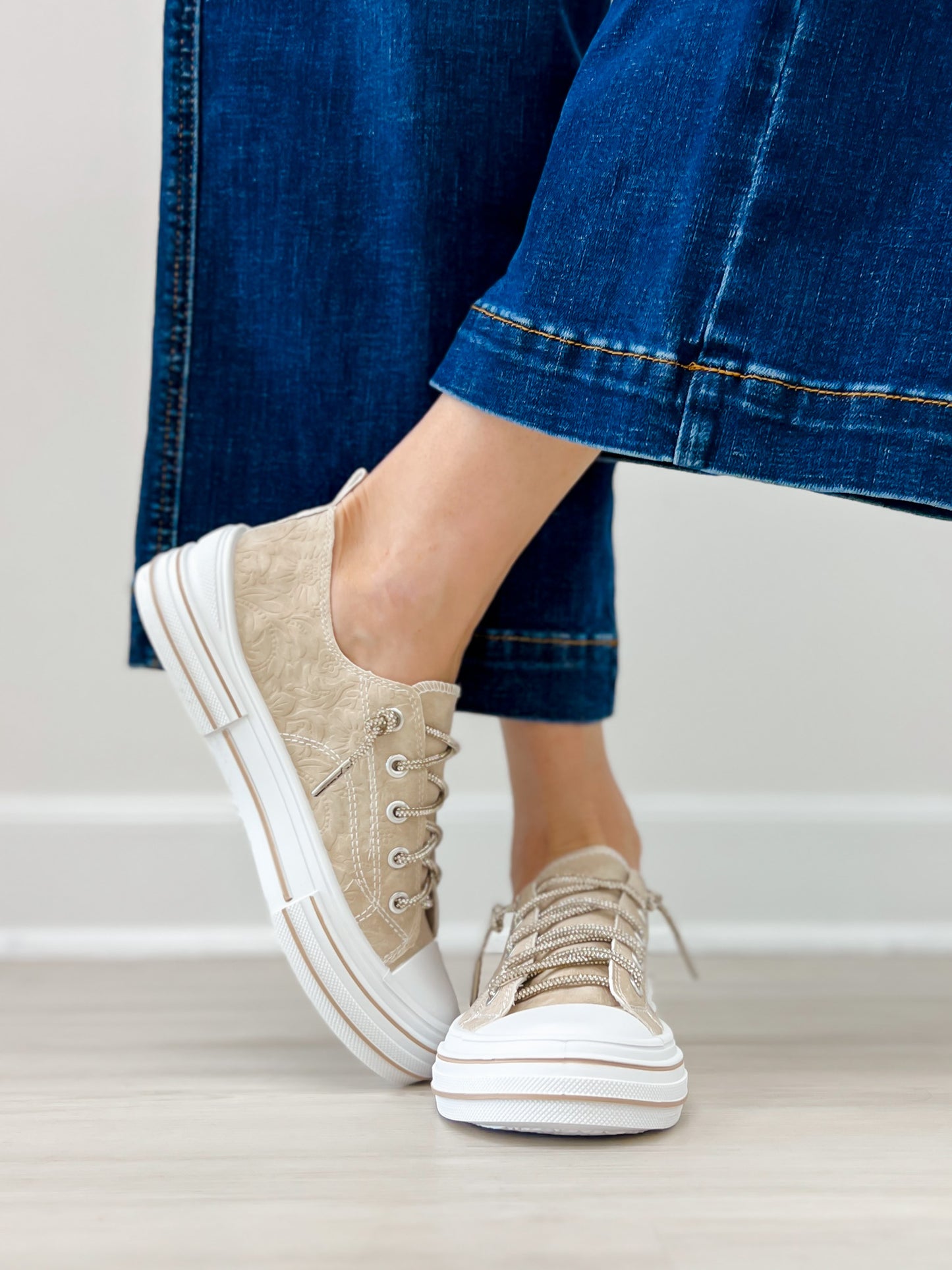 Very G Cream Aman Tooled Sneaker