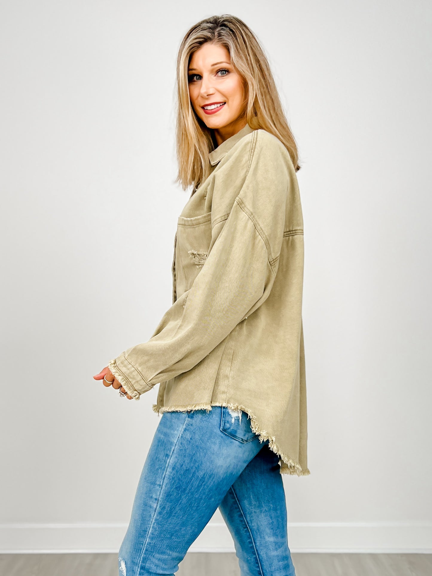 Oversized shirt with button closure