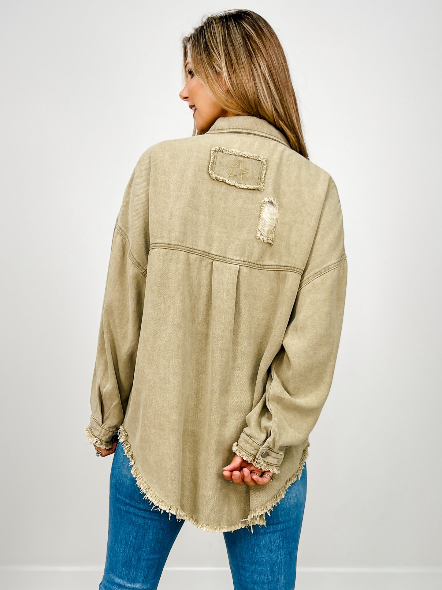 Oversized shirt with button closure