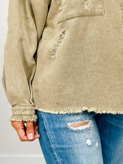 Oversized shirt with button closure