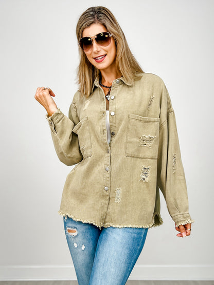 Oversized shirt with button closure