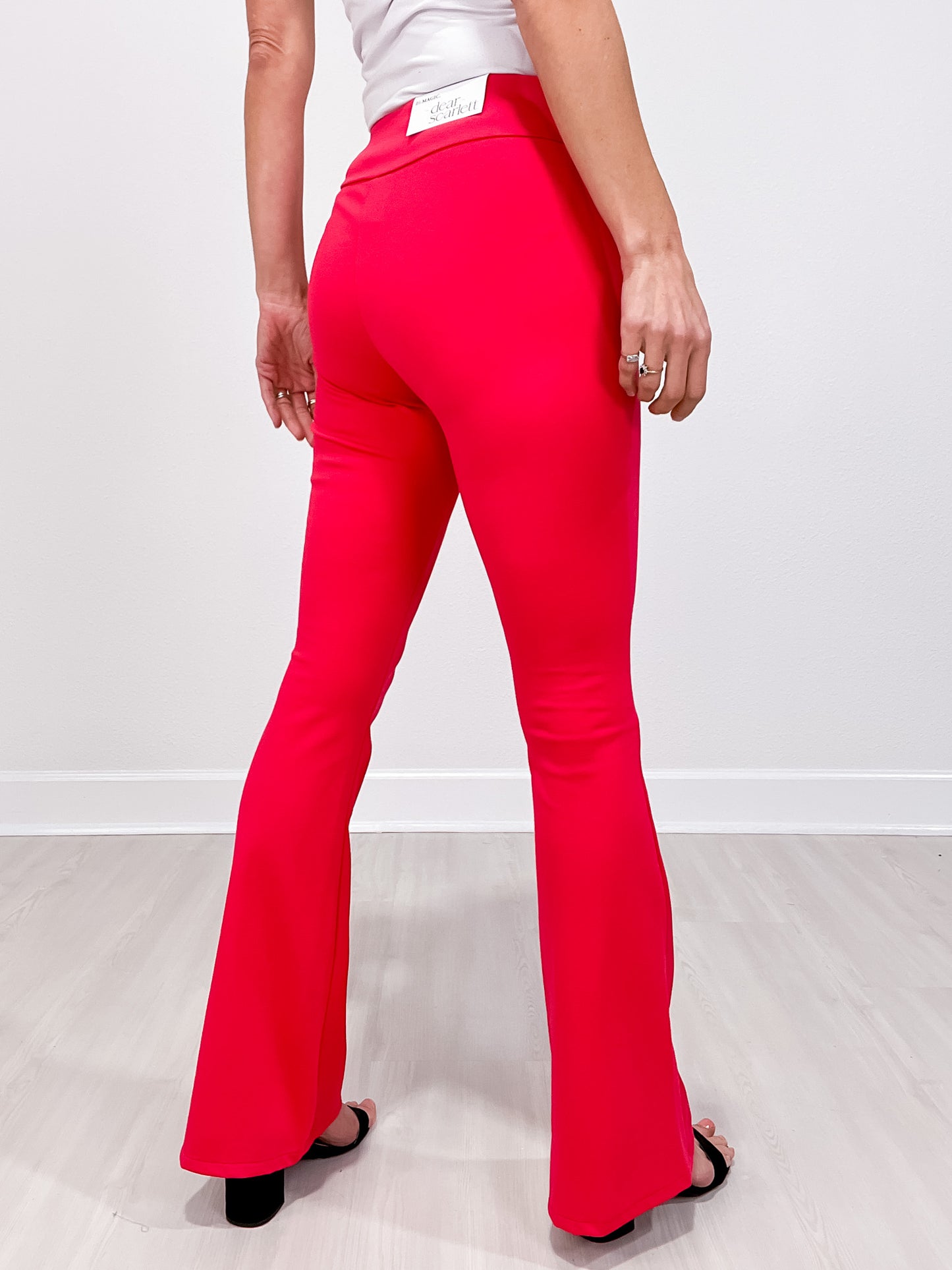 Magic High Waisted Double Knit Kick Flare Pants in DRAGON FRUIT