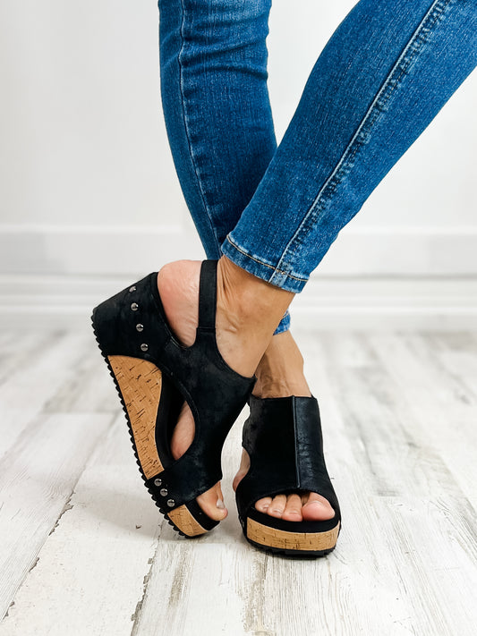 Corkys Carley WASHED BLACK Wedge Sandal