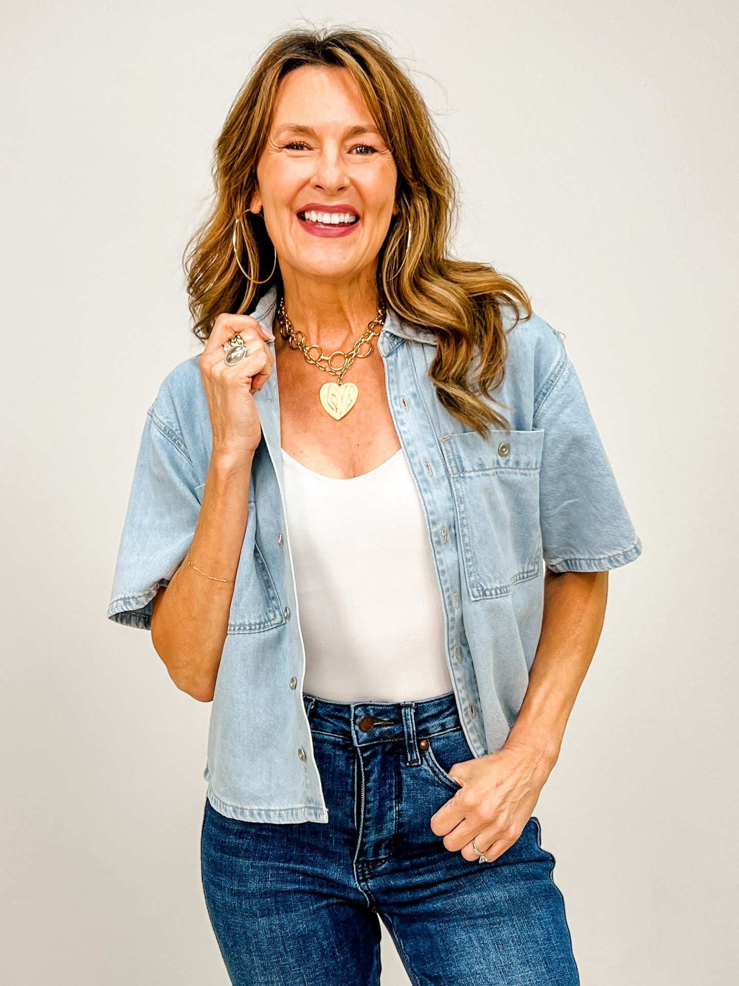 Judy Blue Boxy Featherweight Work Shirt