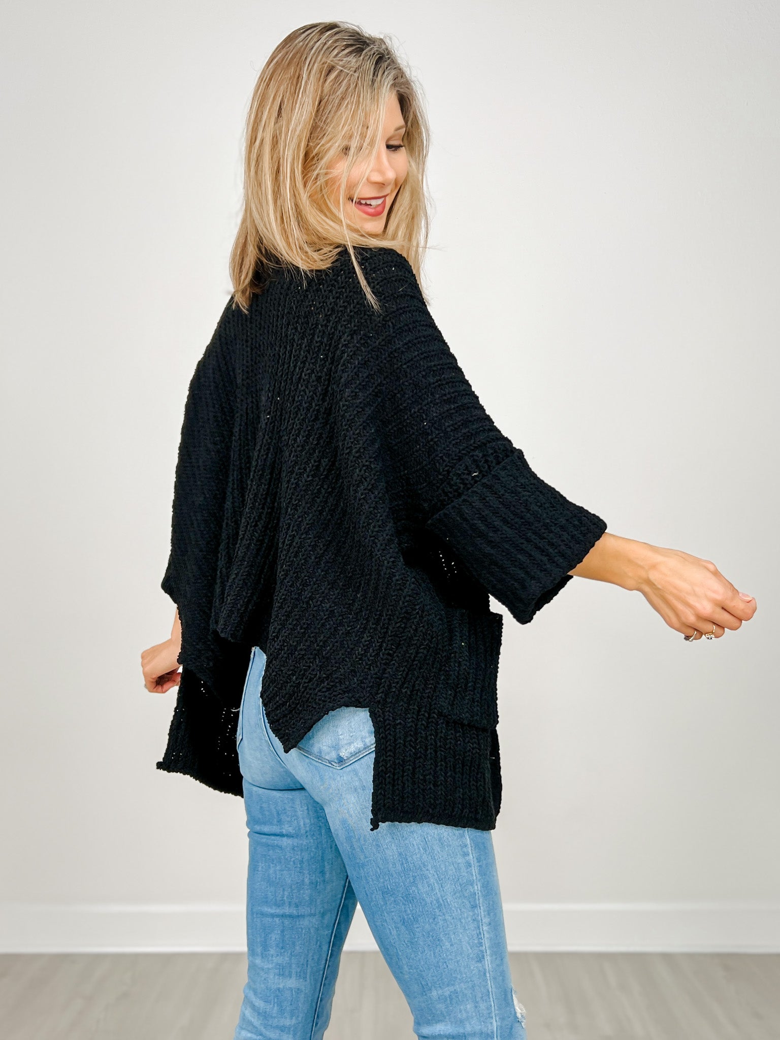 Roomy Fit Open Front Cardigan