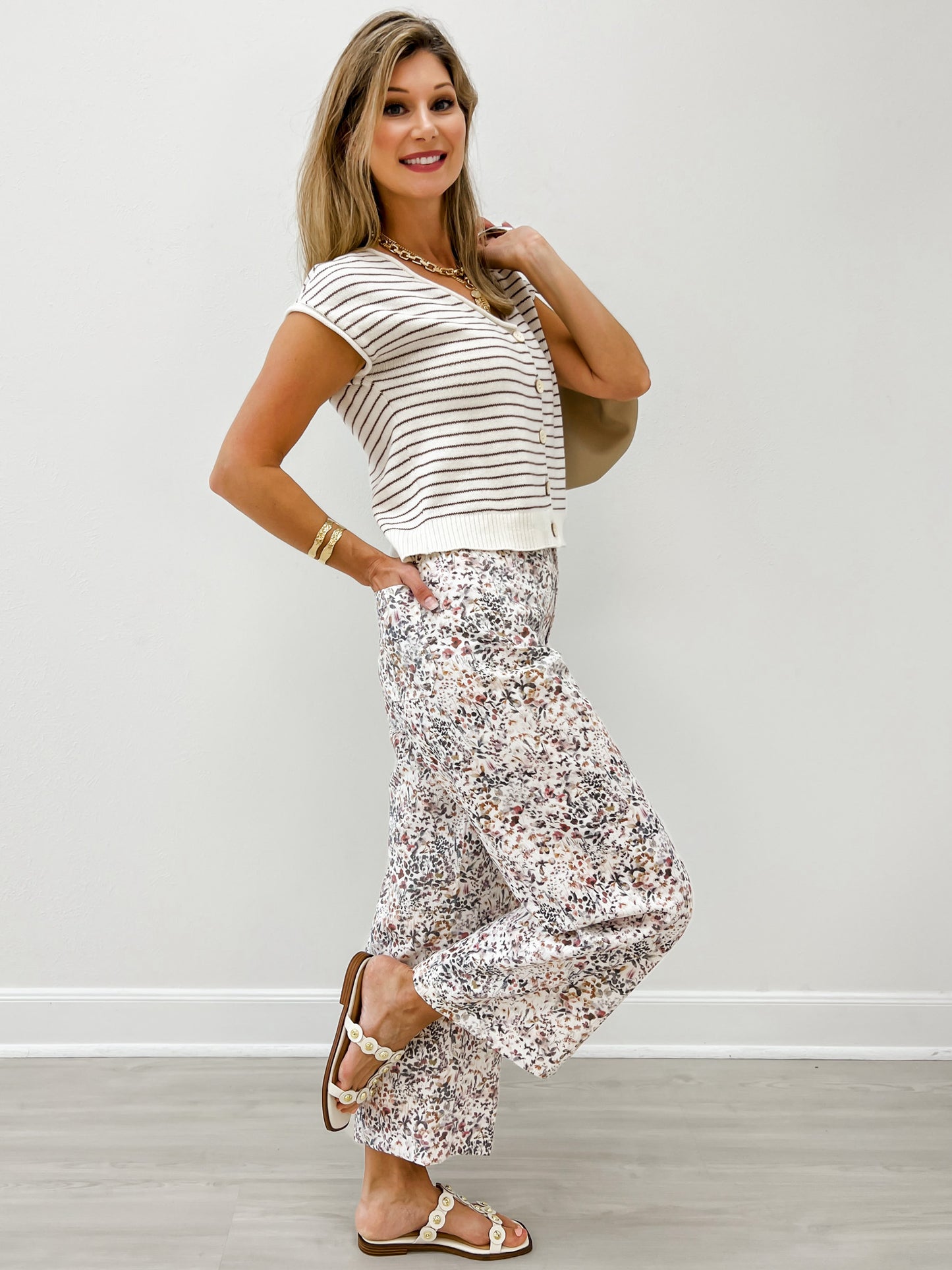 Wide Leg Floral Print Pants