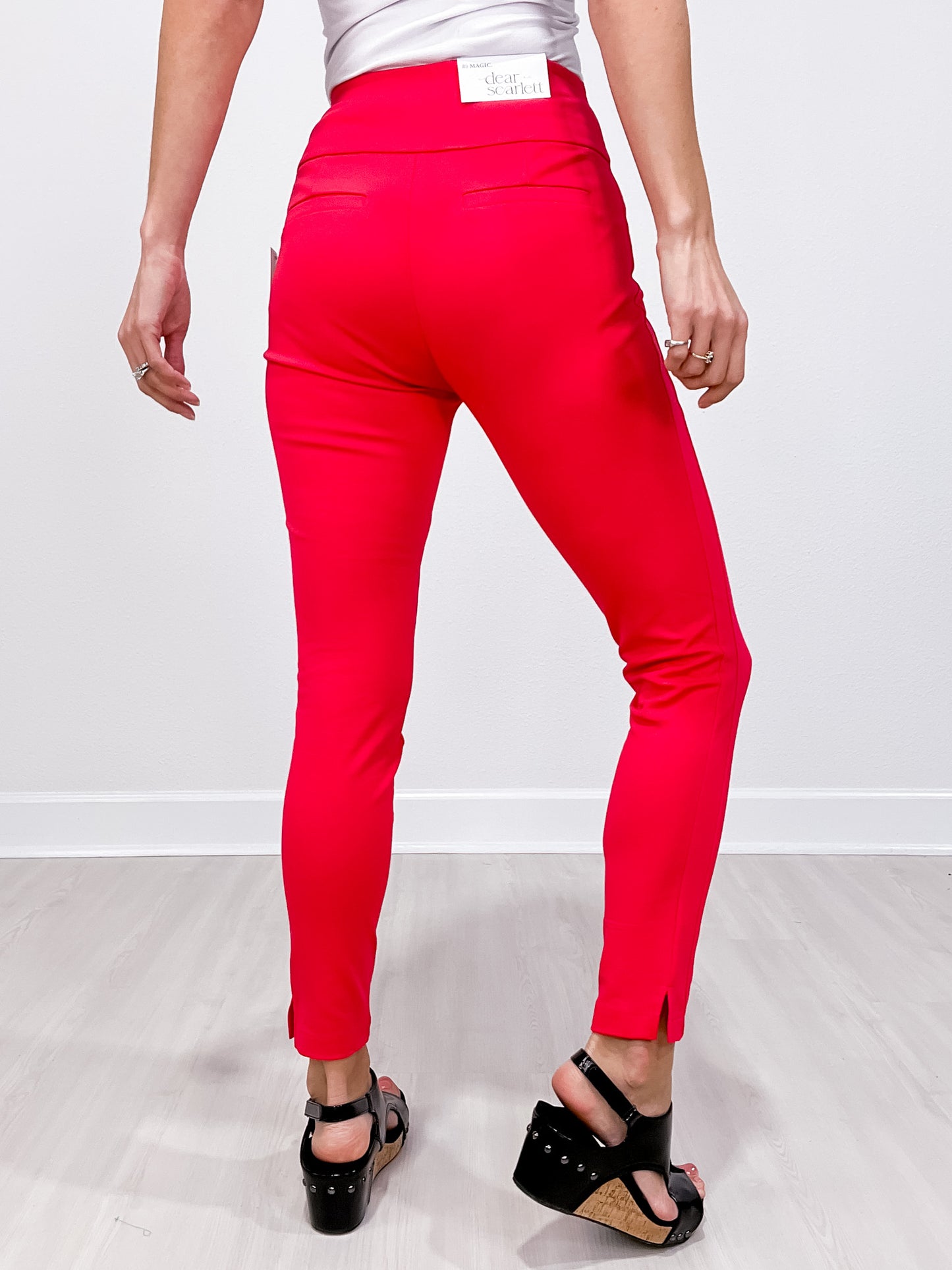 Magic High Waisted Double Knit Skinny Pants in DRAGON FRUIT