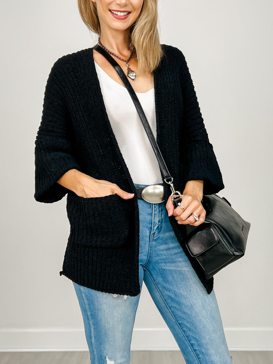 Roomy Fit Open Front Cardigan