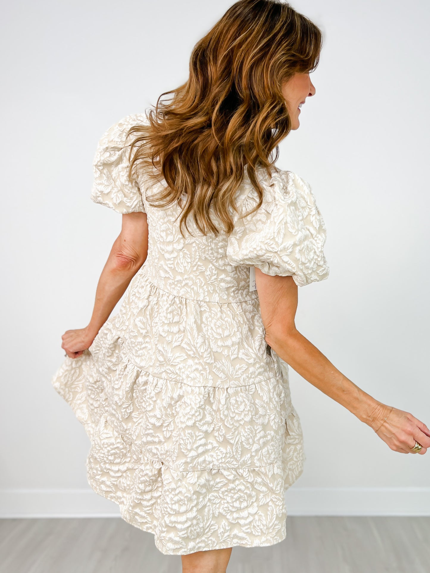 Dolly Doll Jacquard Dress with Side Pockets