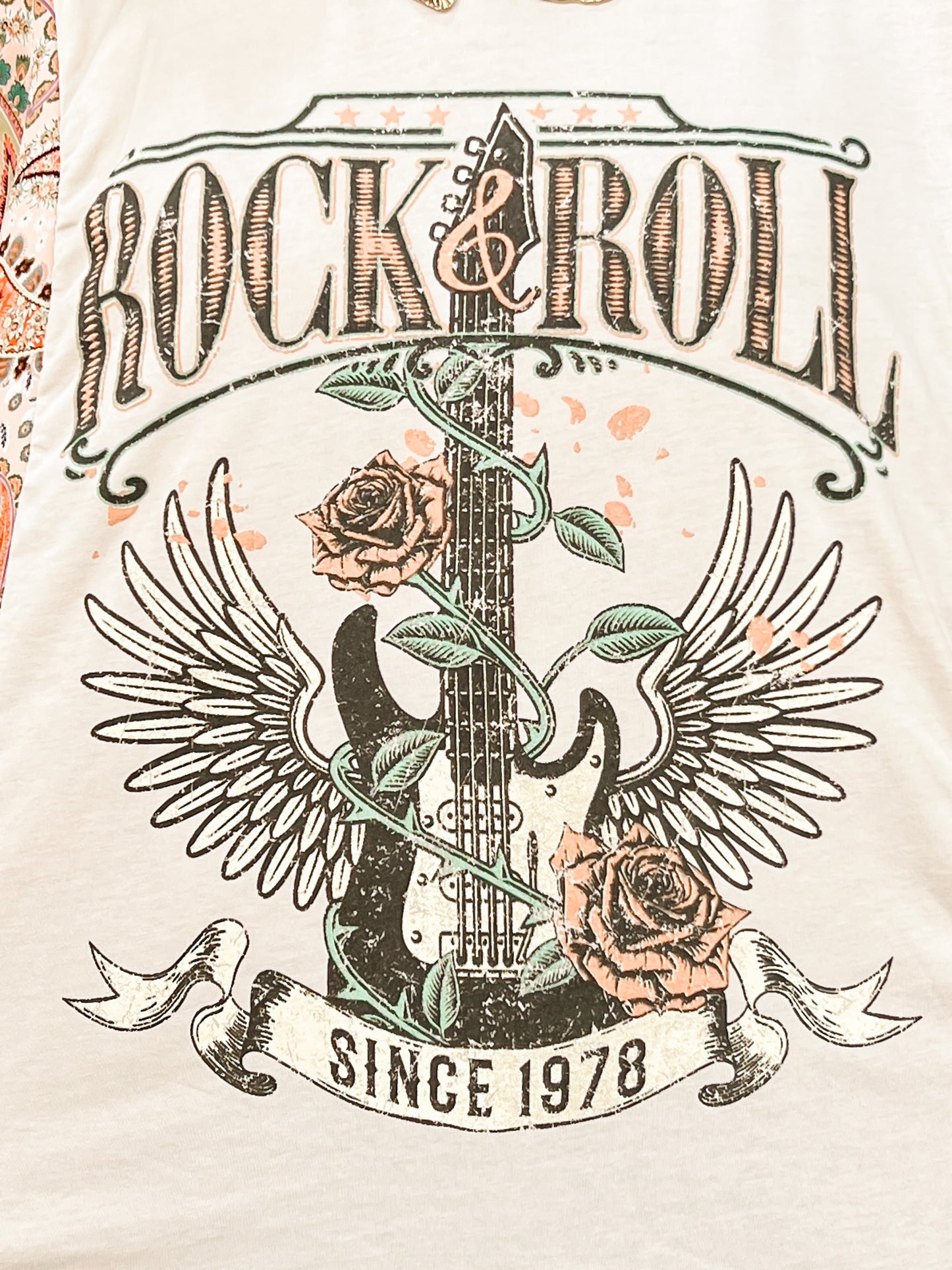 Rock N Roll Vintage Graphic Kantha Top