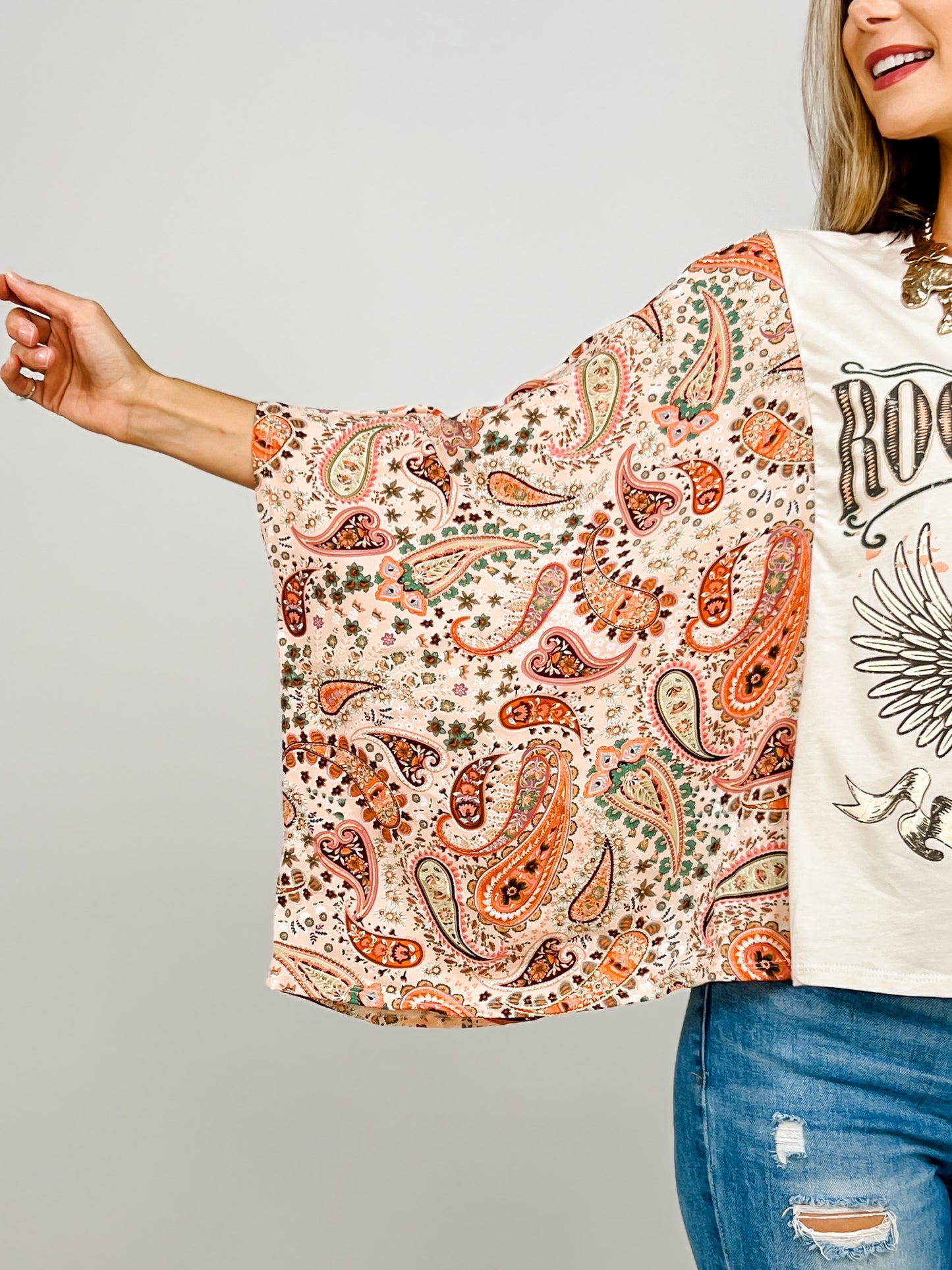 Rock N Roll Vintage Graphic Kantha Top