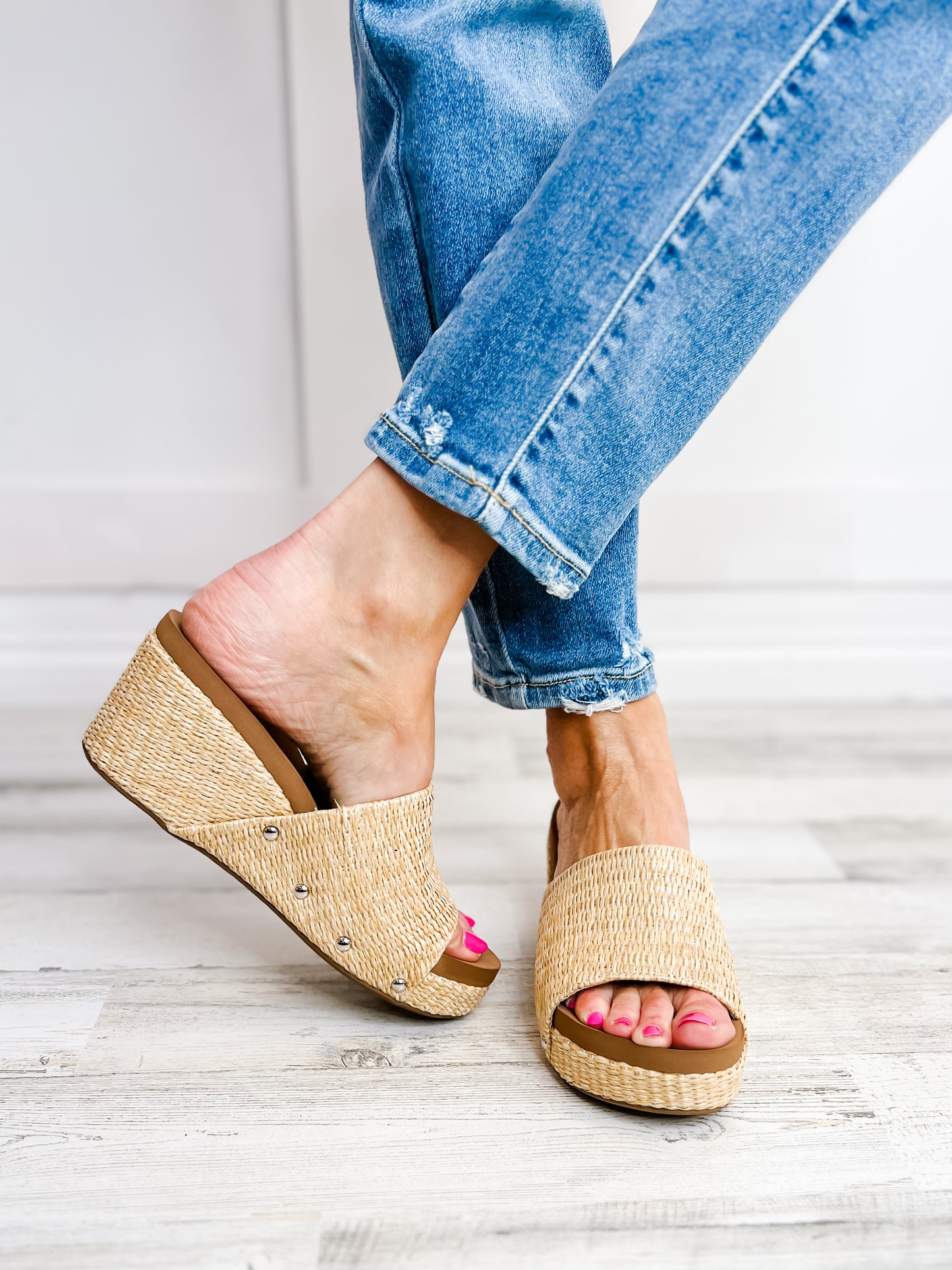 Corkys Summer Loving Wedges in Raffia