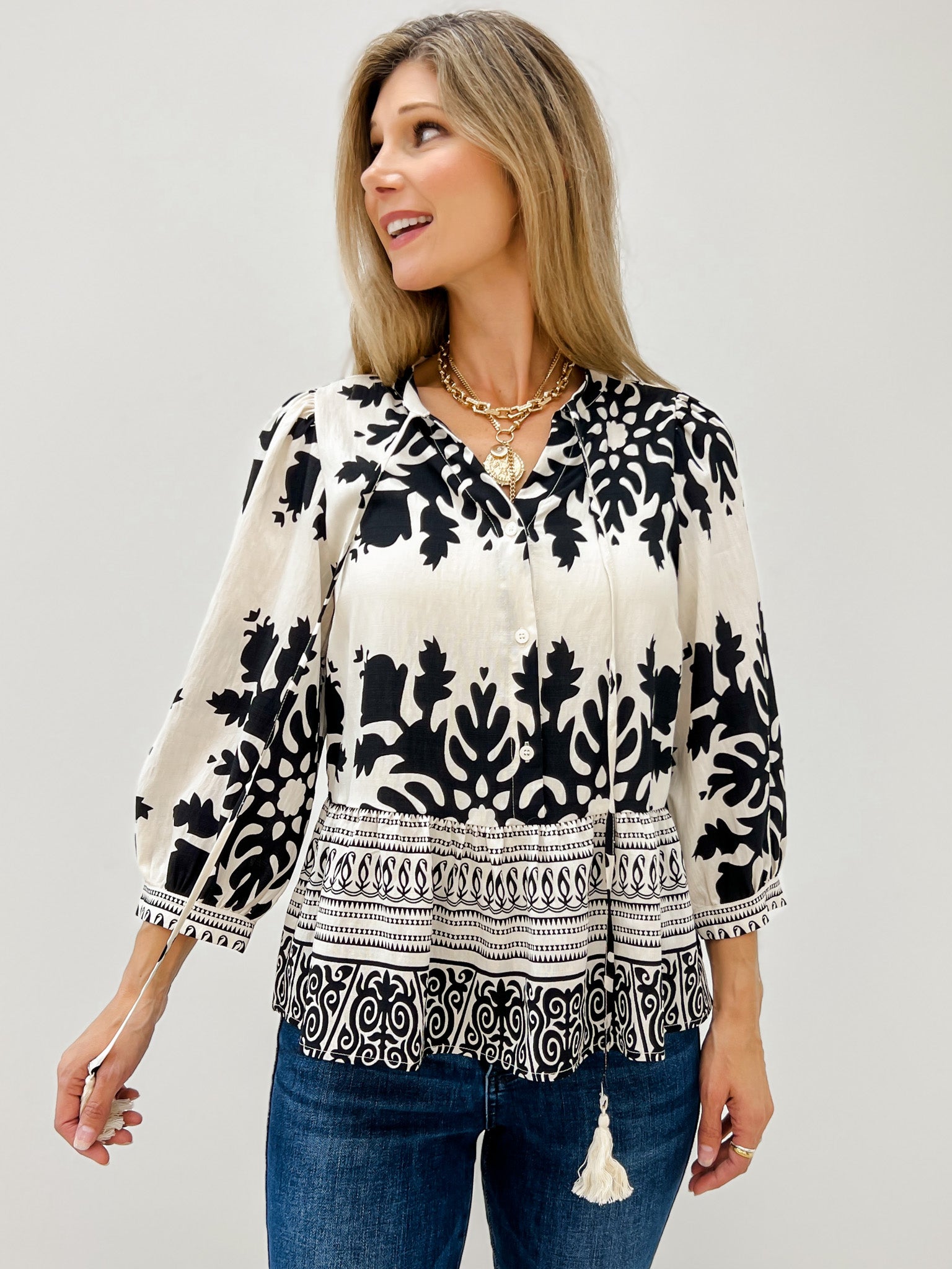 Baroque Floral Peasant Top Baroque Floral Peasant Top