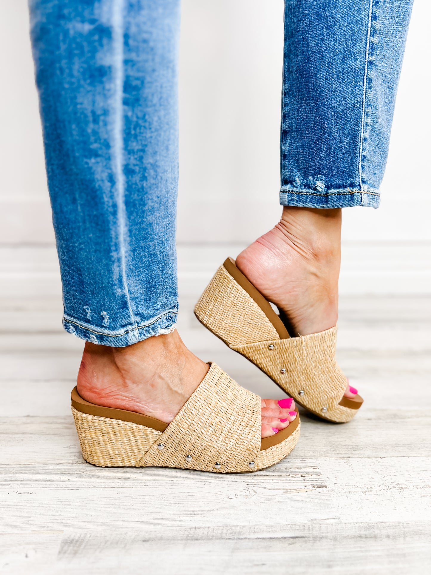 Corkys Summer Loving Wedges in Raffia