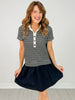 Striped Knit Top with Attached Skirt