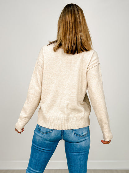 Long Sleeve Cherry Print Knit Top