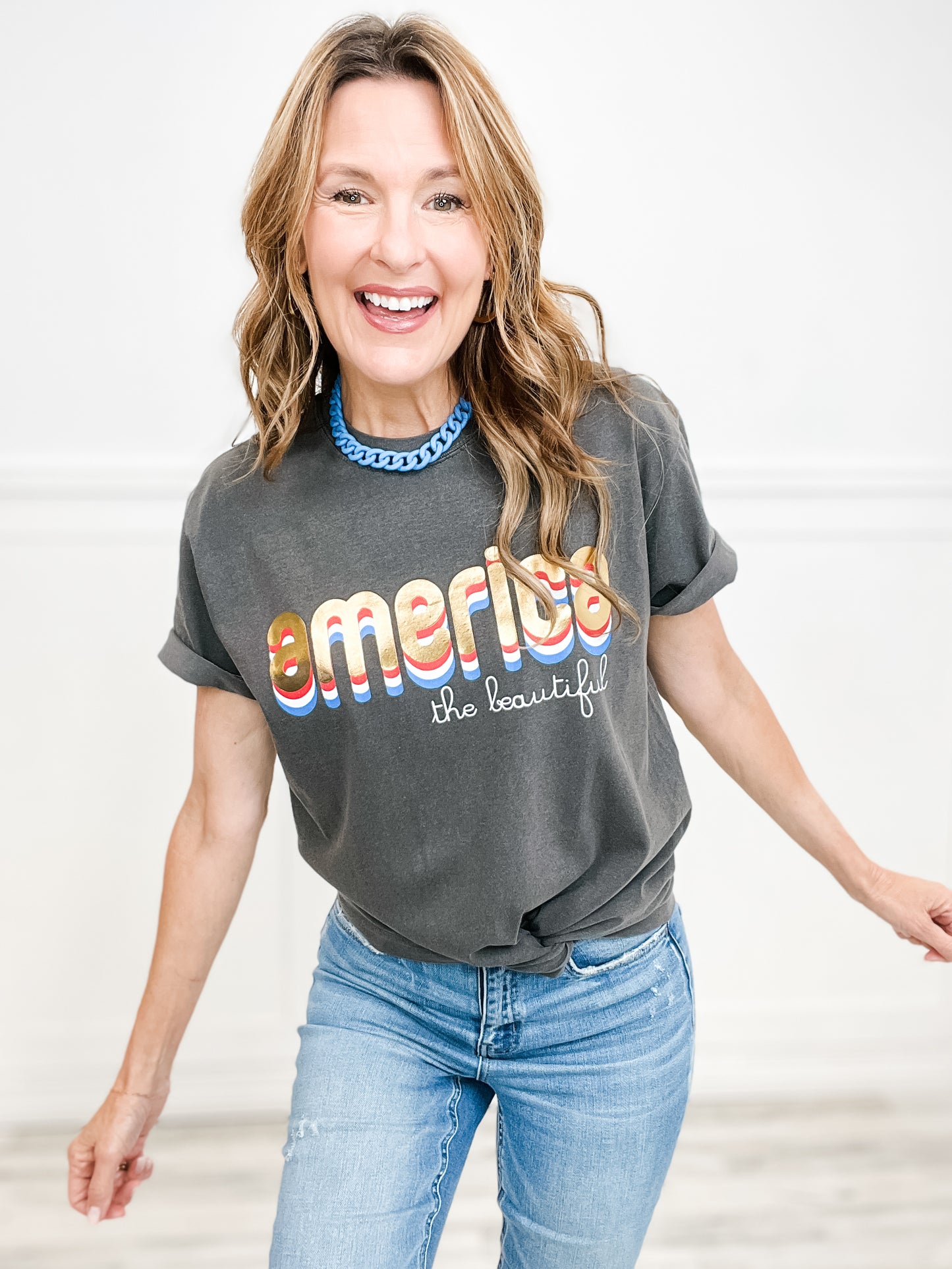 America The Beautiful Gold Foil Graphic Tee