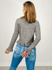 Long Sleeve Knit Button Down Top With Ruffle Hem