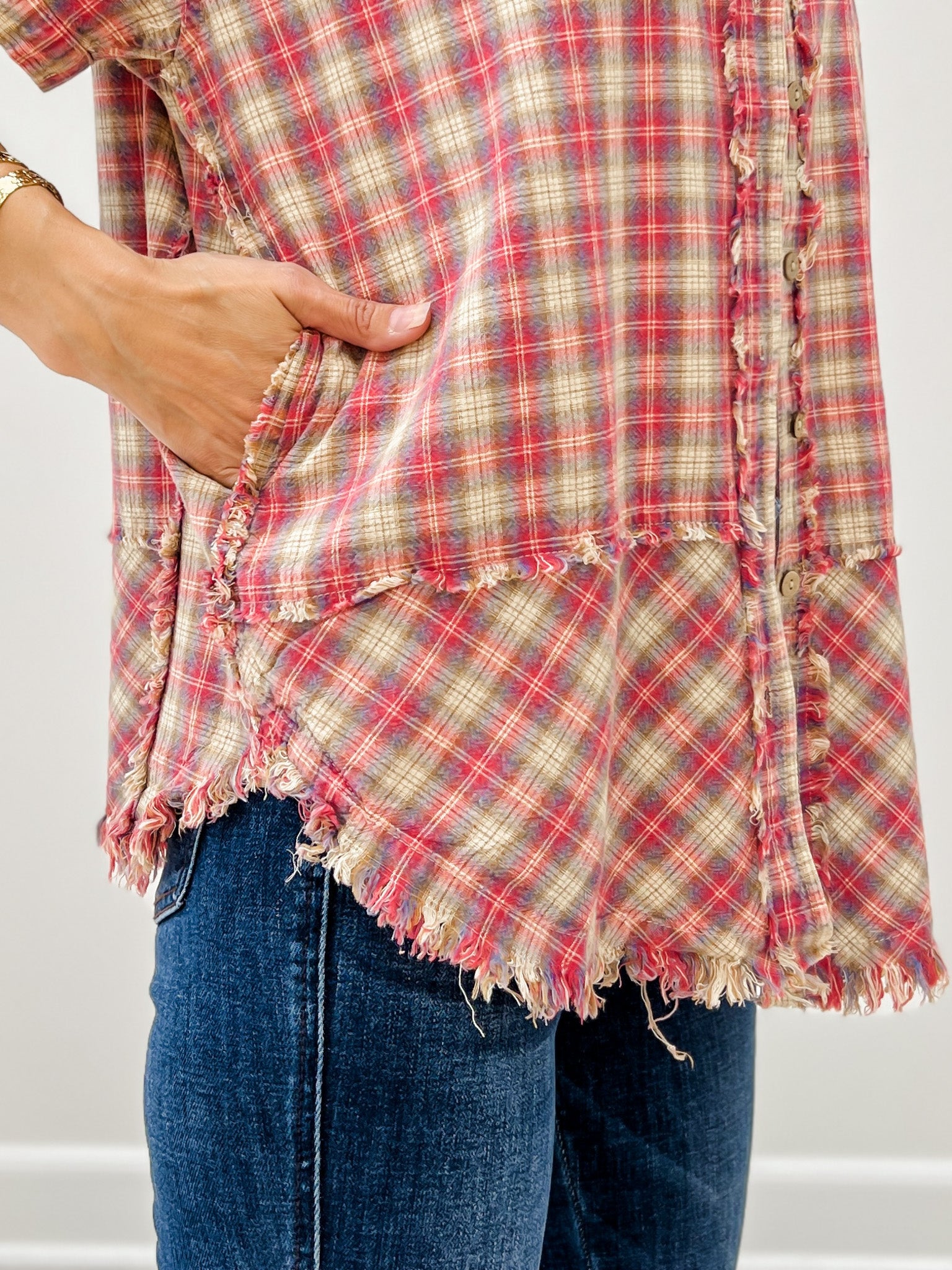 Collar Neck Button Down Short Sleeve Shirt