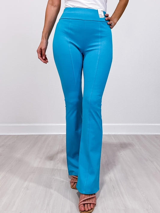 Magic High Waisted Double Knit Kick Flare Pants in TROPIC TEAL