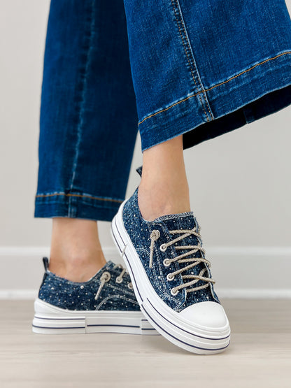 Very G Aman Dark Blue Bling Sneaker