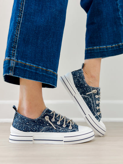 Very G Aman Dark Blue Bling Sneaker