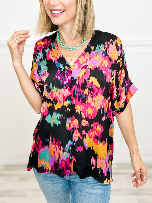 Work of Art Dolman Sleeve  Boxy Top with V-Neckline