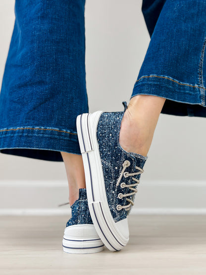 Very G Aman Dark Blue Bling Sneaker
