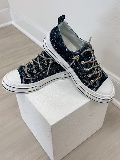 Very G Aman Dark Blue Bling Sneaker