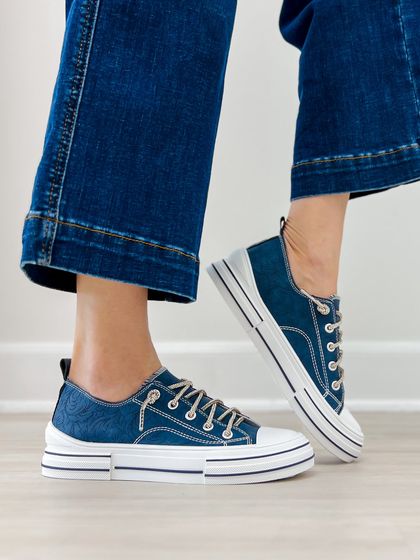 Very G Navy Aman Tooled Sneaker