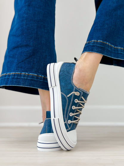 Very G Navy Aman Tooled Sneaker
