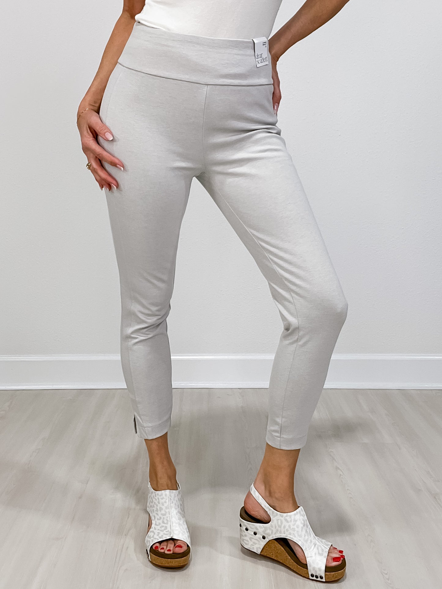 Magic High Waisted Double Knit Skinny Pants in PEARL GREY