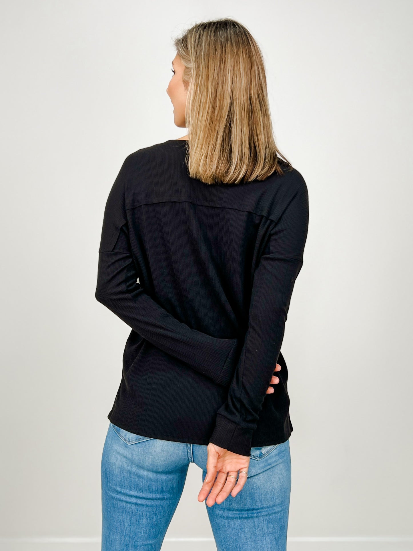 With You Textured Long Sleeve Knit Top with Pocket
