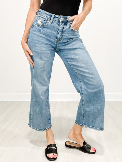 Vervet Tummy Control HIGH ROAD Hi-Rise Baggy Cropped Wide Leg Jeans