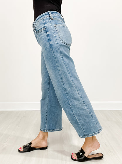 Vervet Tummy Control HIGH ROAD Hi-Rise Baggy Cropped Wide Leg Jeans