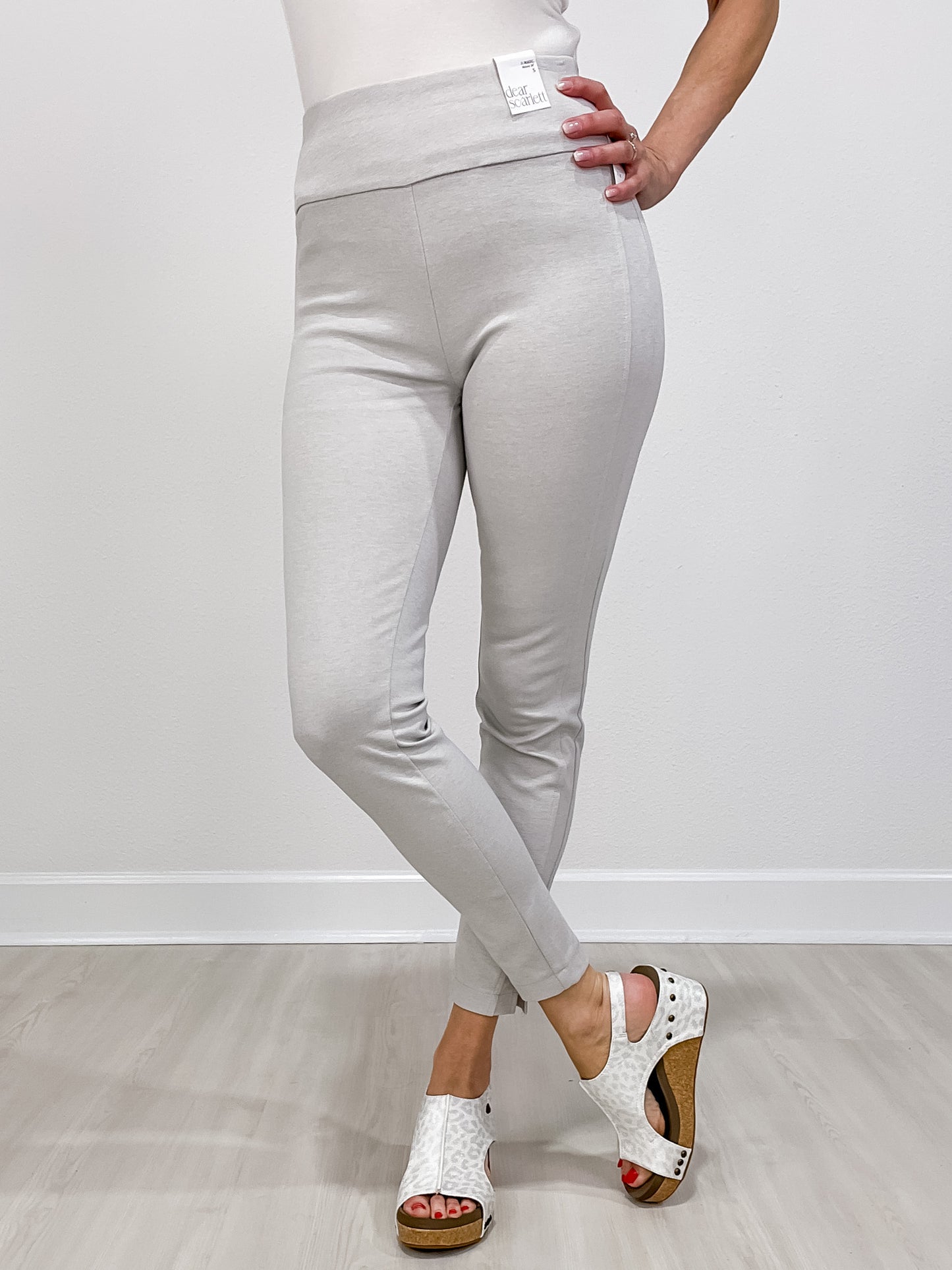 Magic High Waisted Double Knit Skinny Pants in PEARL GREY