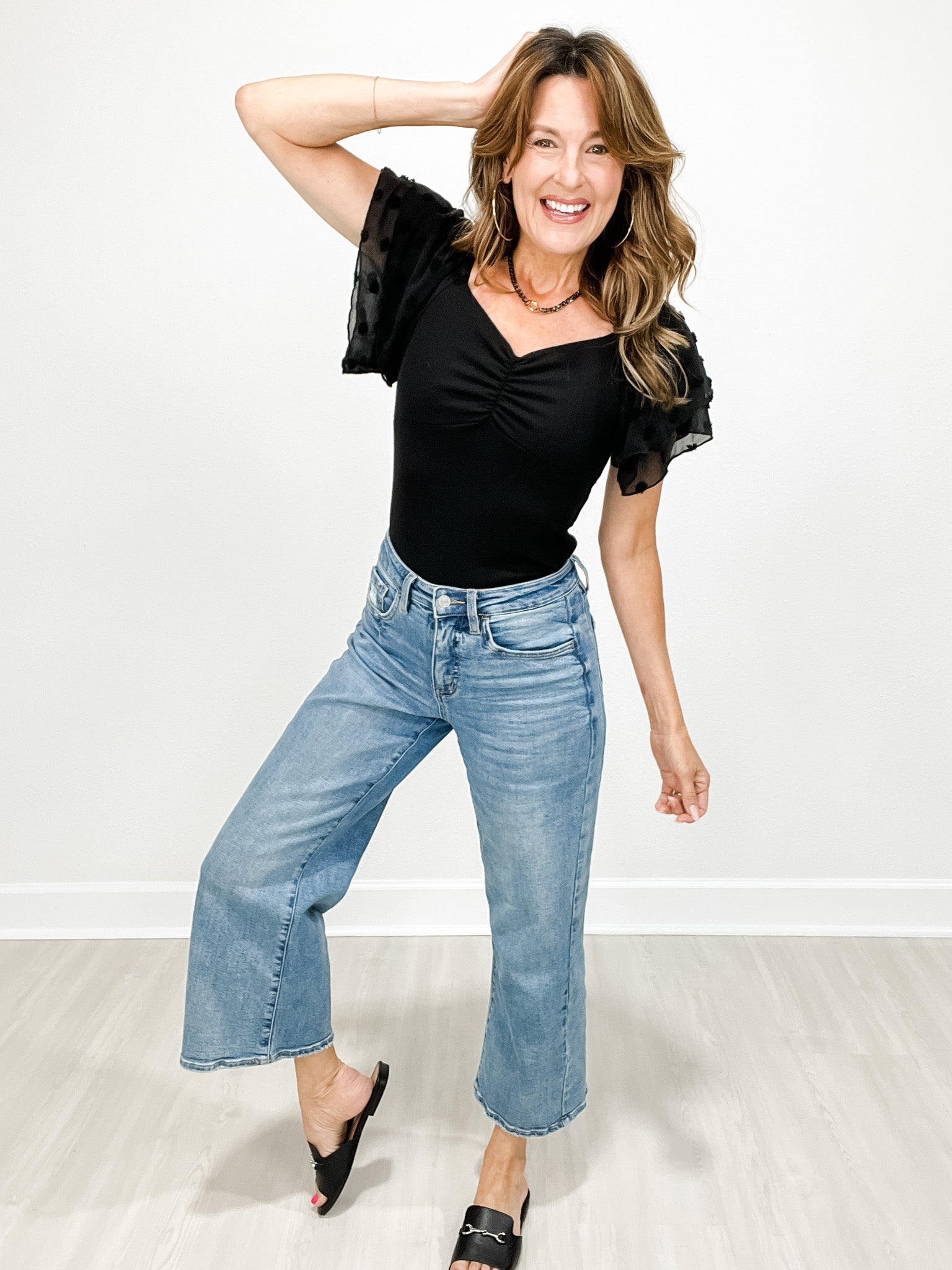 Vervet Tummy Control HIGH ROAD Hi-Rise Baggy Cropped Wide Leg Jeans