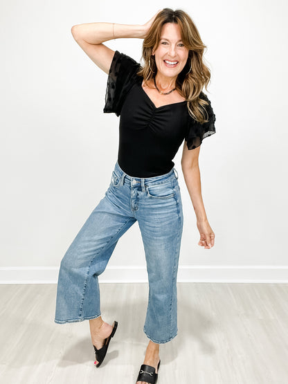 Vervet Tummy Control HIGH ROAD Hi-Rise Baggy Cropped Wide Leg Jeans