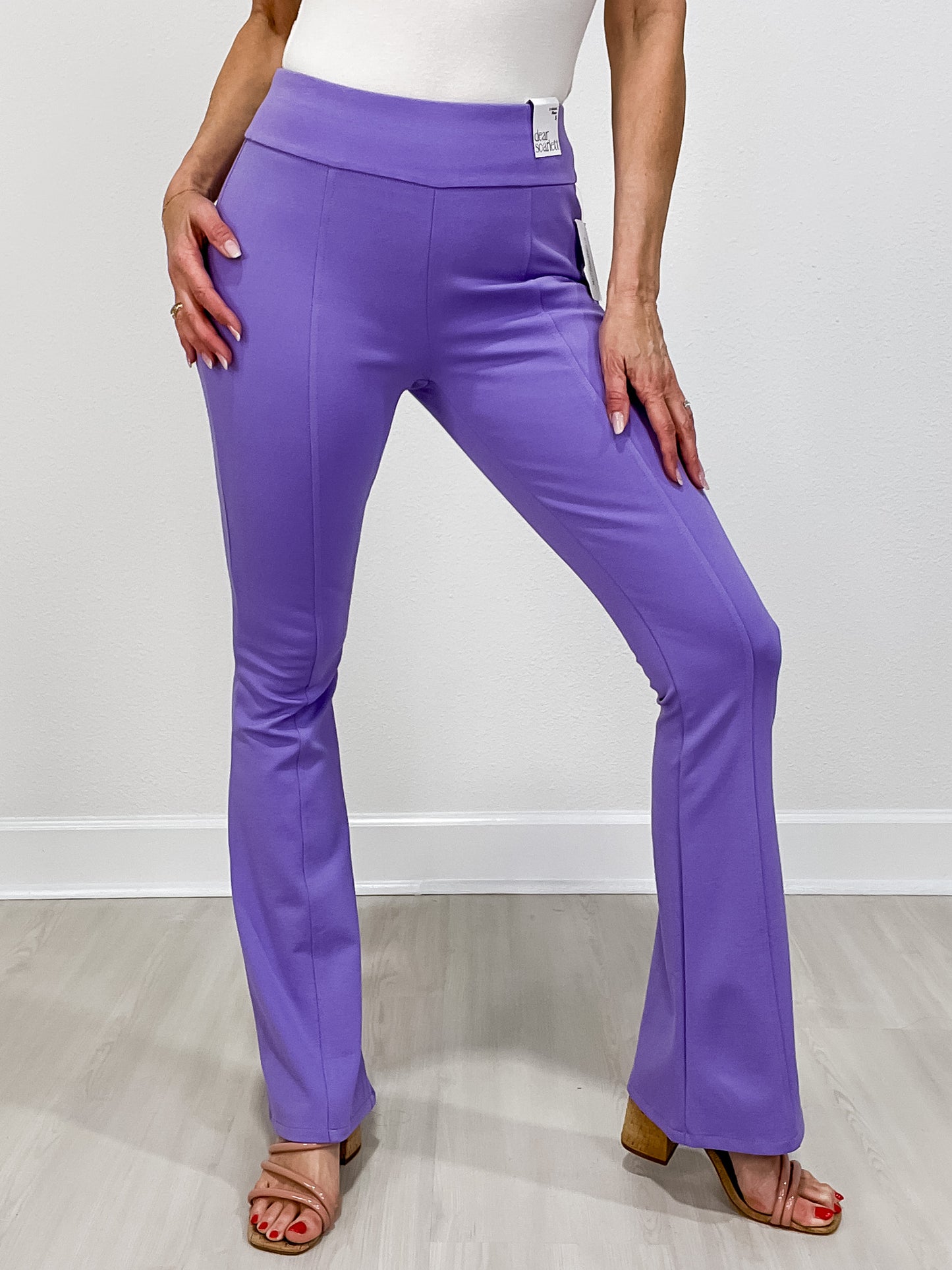 Magic High Waisted Double Knit Kick Flare Pants in VIOLET