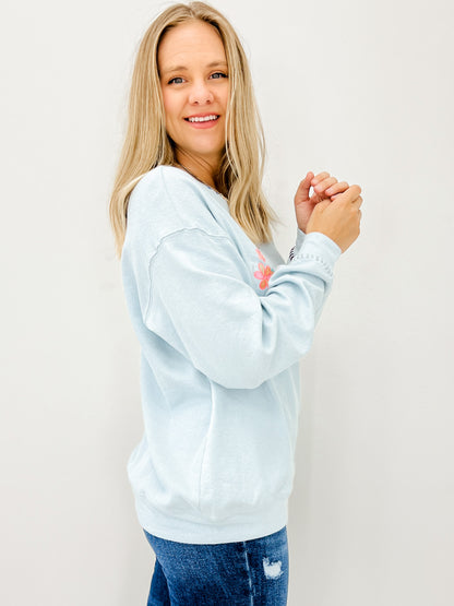 Long Sleeve Love Embroidery Pullover Top