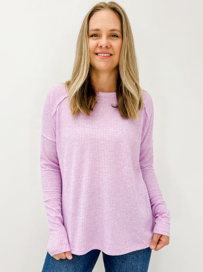 Long Sleeve Thermal Knit Pullover Top