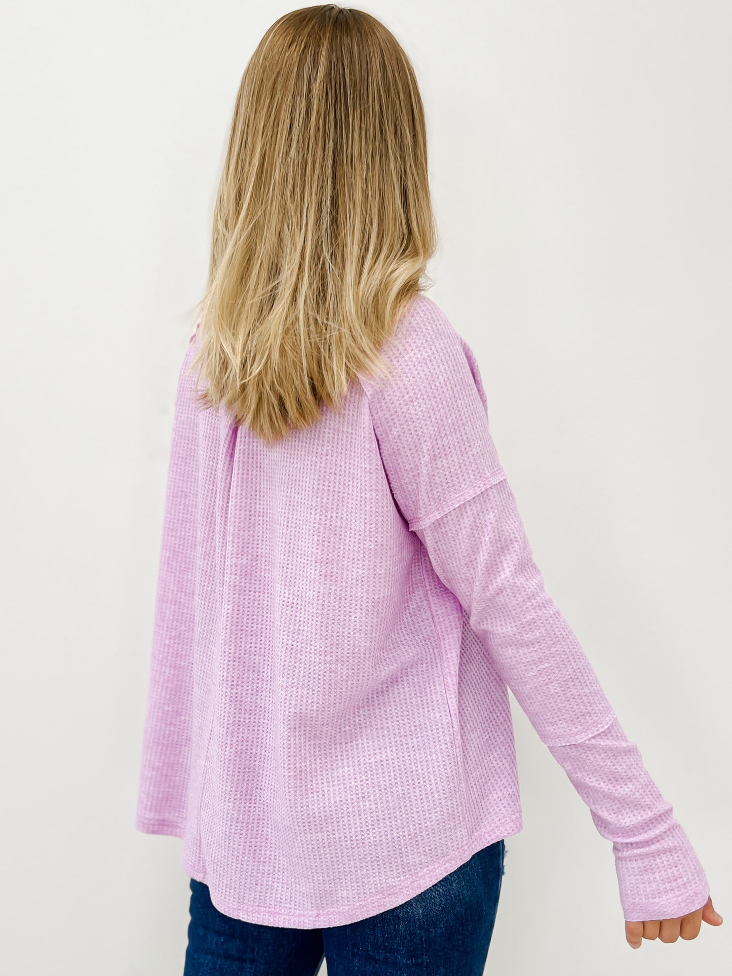 Long Sleeve Thermal Knit Pullover Top