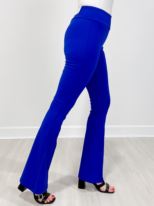 Magic High Waisted Double Knit Kick Flare Pants in FRENCH ROYAL