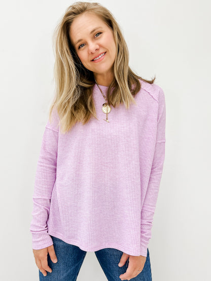 Long Sleeve Thermal Knit Pullover Top