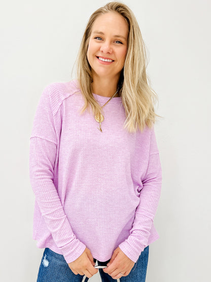 Long Sleeve Thermal Knit Pullover Top