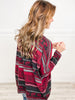 Dolman Long Sleeve Holiday Print V-Neck Top