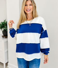 French Terry Color Block Top With Exposed Seam