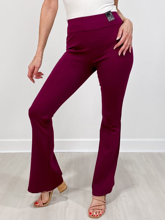 Magic High Waisted Double Knit Pants in WINE - Skinny or Kick Flare