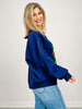 Queen of Sparkles Navy Grinch Mistletoe Hand Sweatshirt