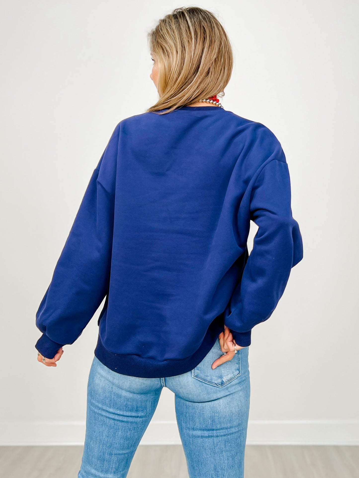 Queen of Sparkles Navy Grinch Mistletoe Hand Sweatshirt